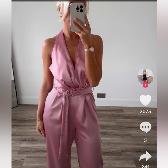 ZARA SATIN EFFECT JUMPSUIT WITH BELT - Picture 3 of 16